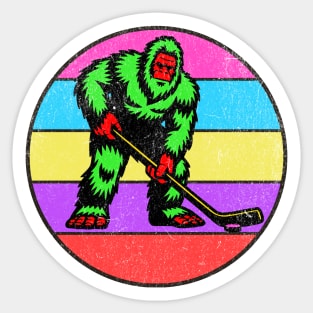 Bigfoot Hockey Retro Vintage 80s Sasquatch Hockey Lovers Sticker